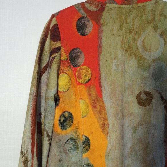 Dolcezza Simply Art Womens Jacket Medium Multicolor Circle Print Long Sleeve - Picture 5 of 7